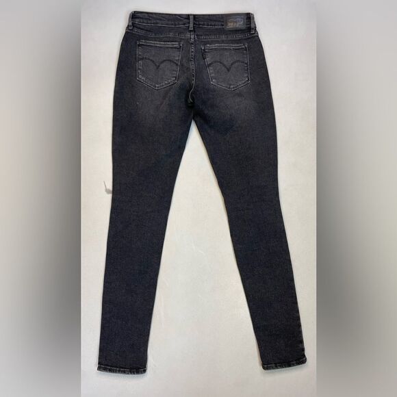 Levi's 711 Skinny Denim Jeans Women Size 28 Black Distressed - Picture 4 of 10